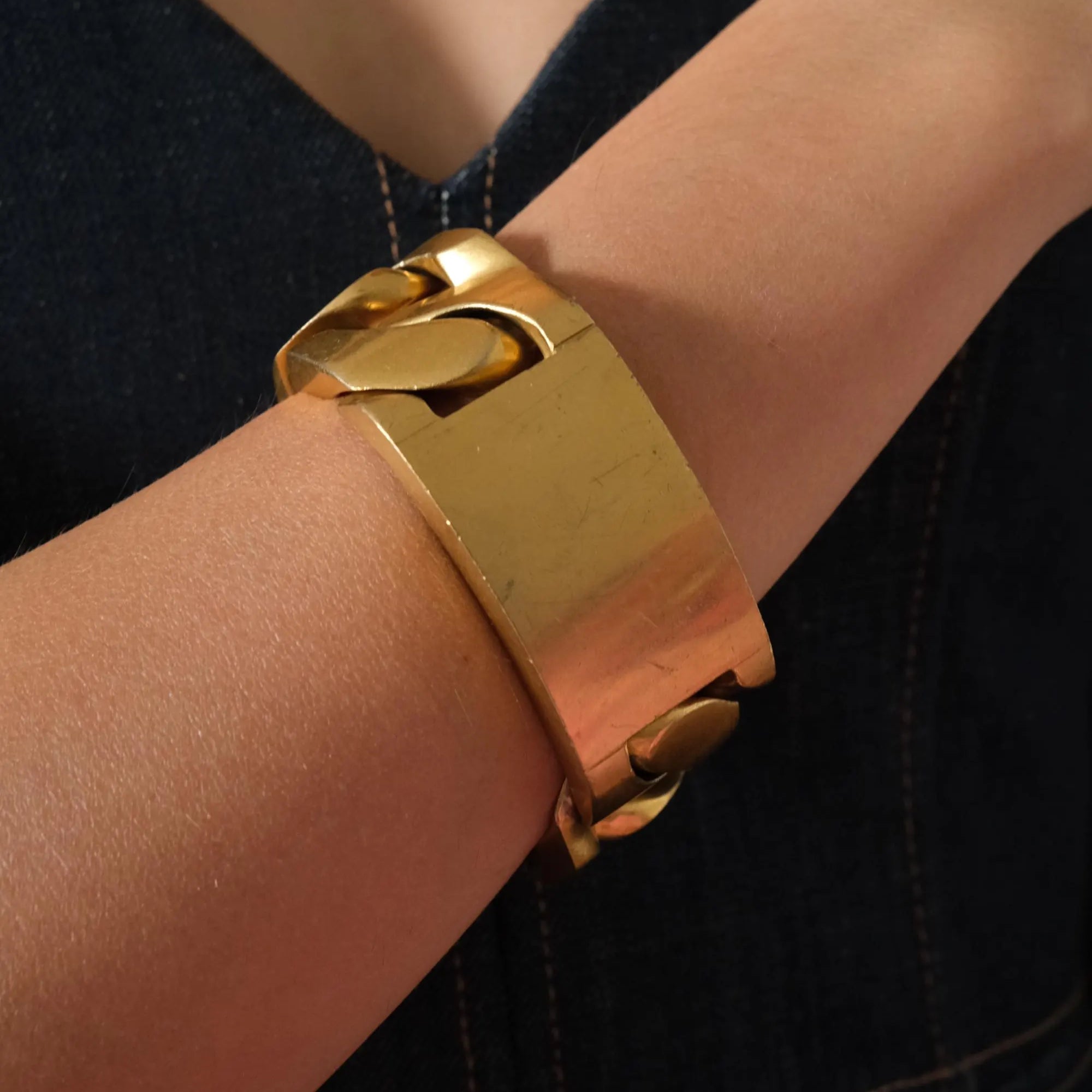 Authentic vintage Celine Phoebe Philo gold ID chain bracelet, luxury designer piece made in Italy