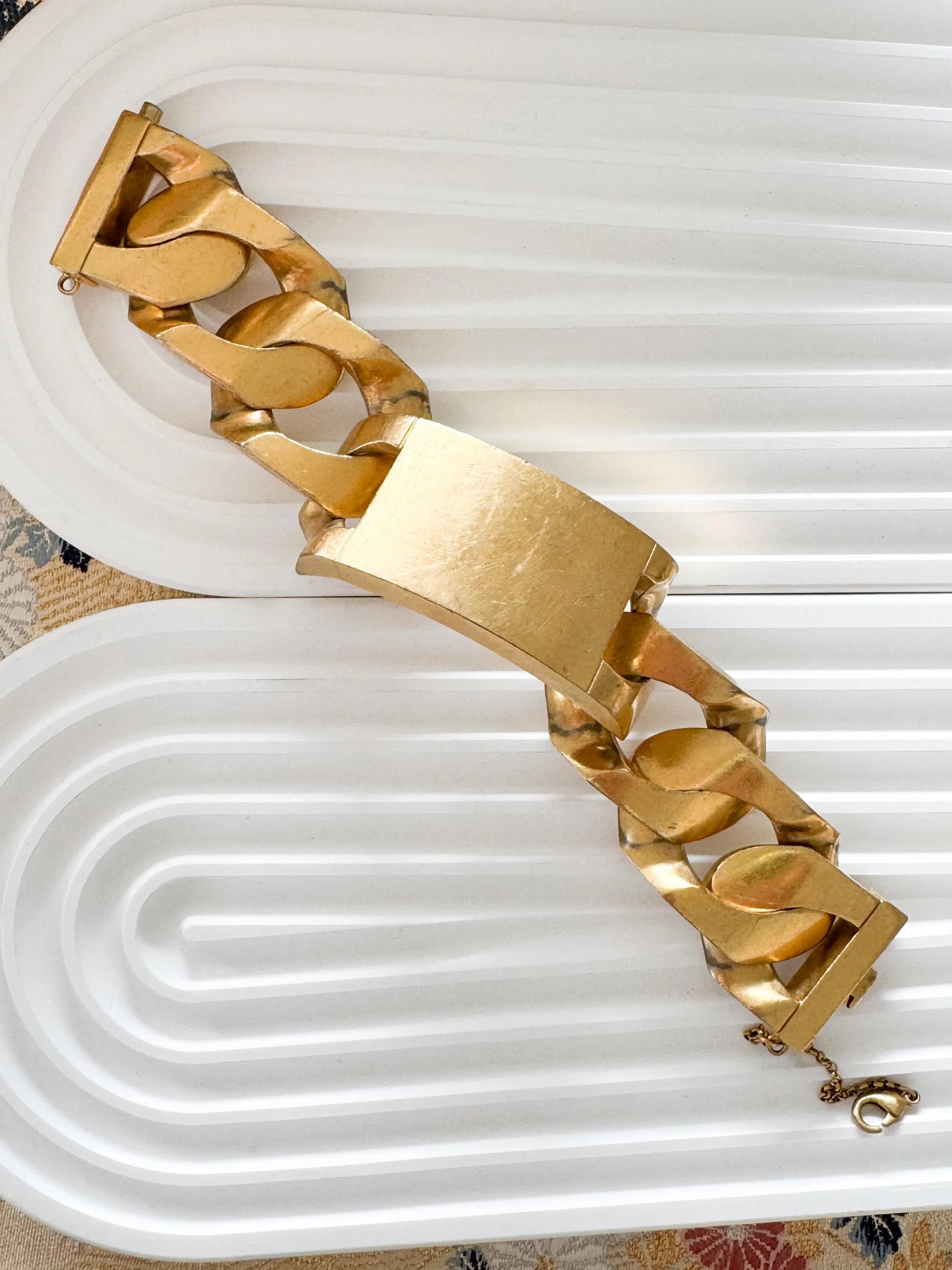 Vintage Celine Phoebe Philo gold ID chain bracelet, bold statement unisex investment piece