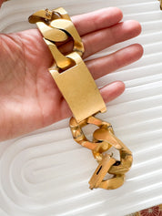 Vintage Celine Phoebe Philo gold ID chain bracelet, bold statement unisex investment piece