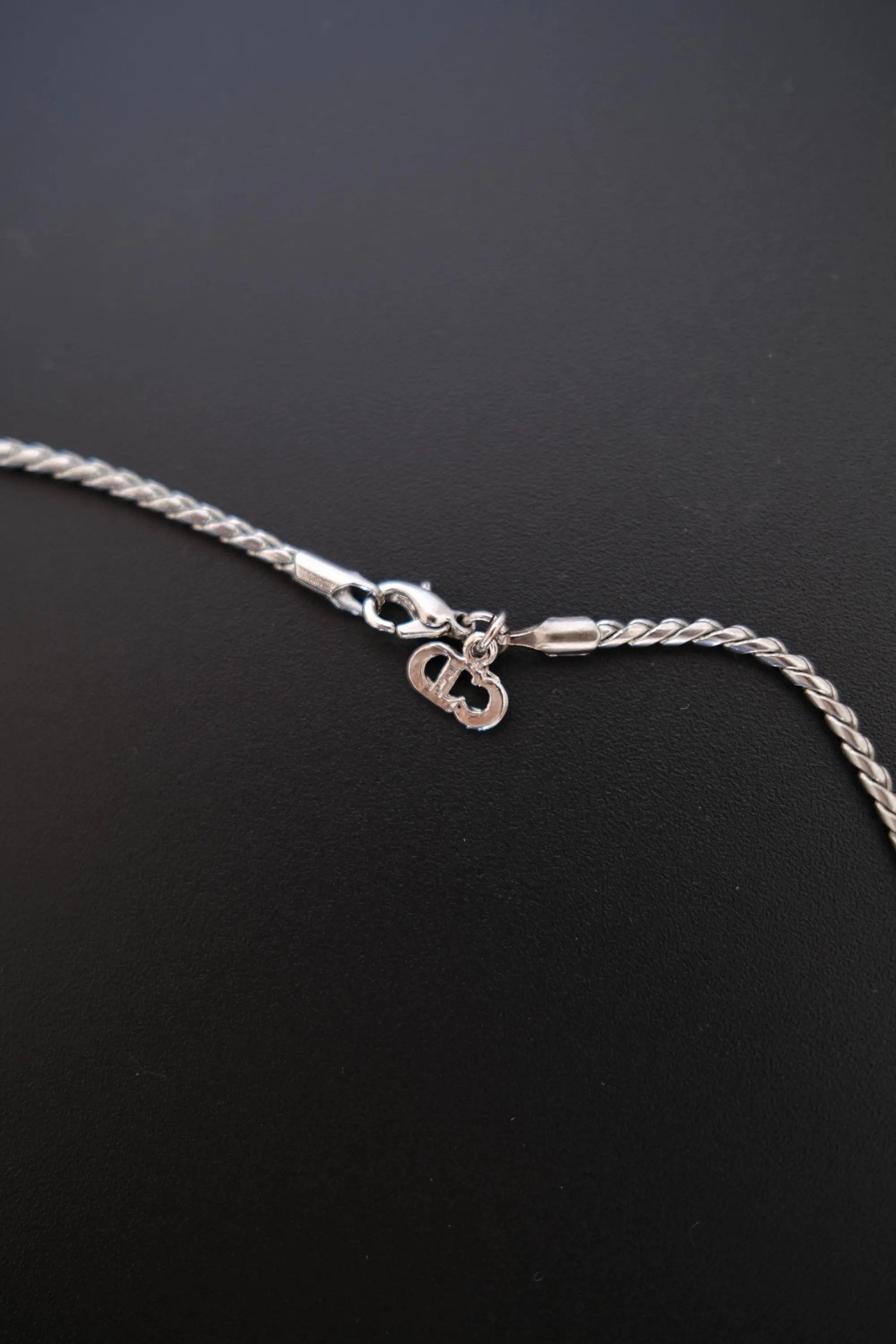 Vintage Christian Dior necklace lobster clasp and CD logo charm detail