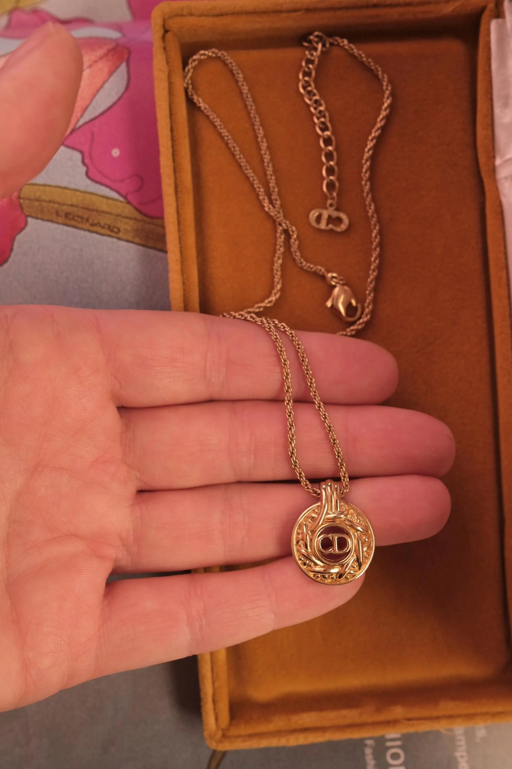 Vintage Christian Dior gold CD logo necklace, refined designer jewelry and thoughtful anniversary gift