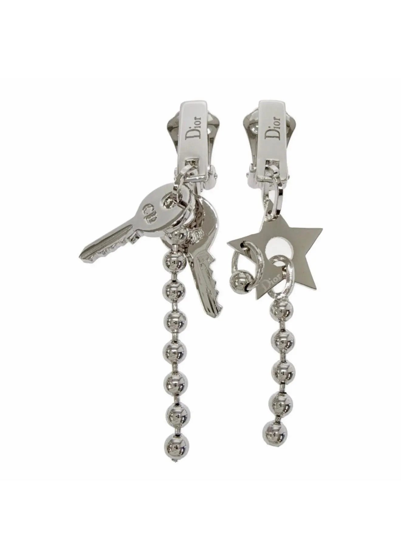 Vintage Christian Dior John Galliano star and key asymmetric clip-on earrings