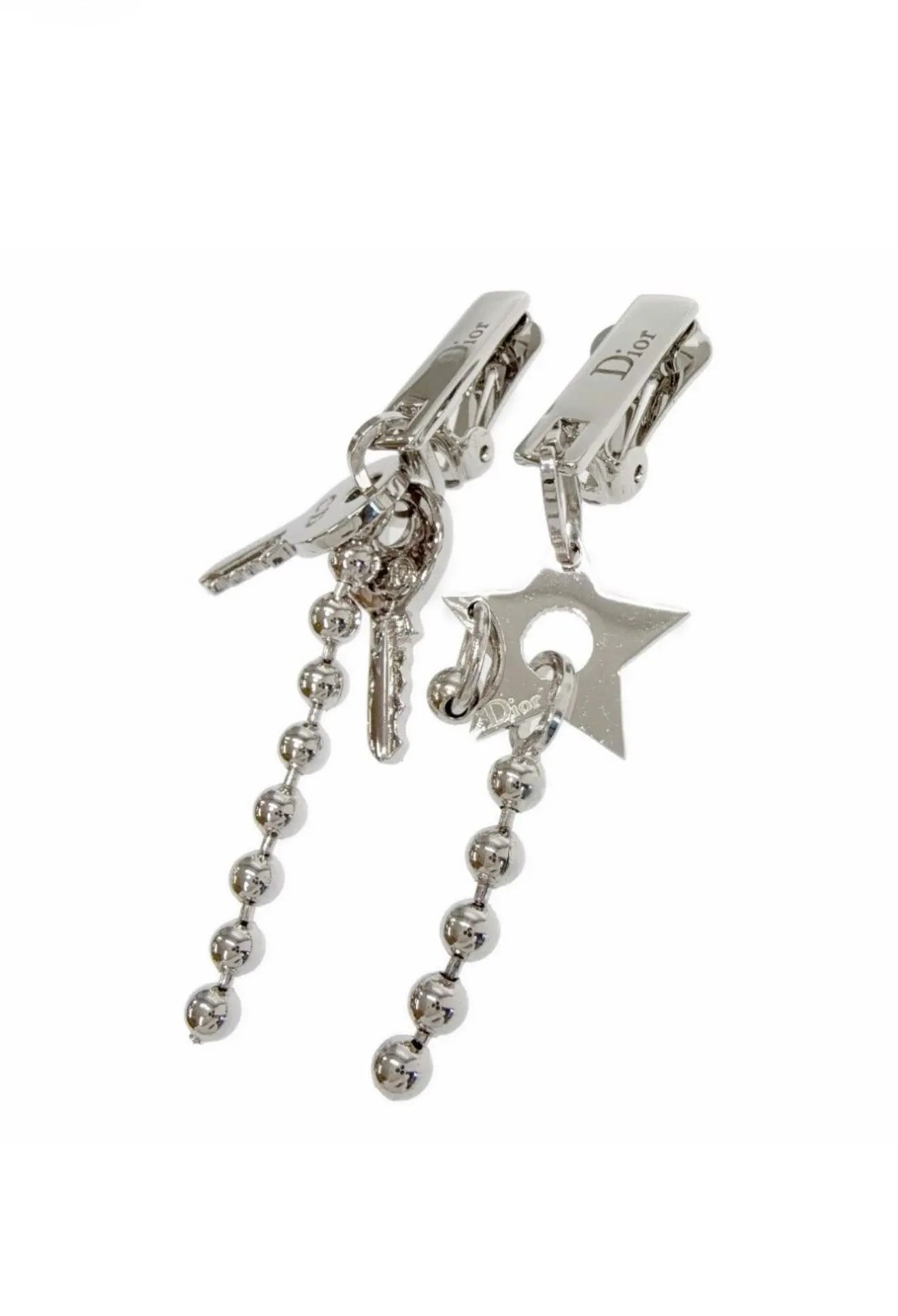 Vintage Christian Dior John Galliano star and key asymmetric clip-on earrings