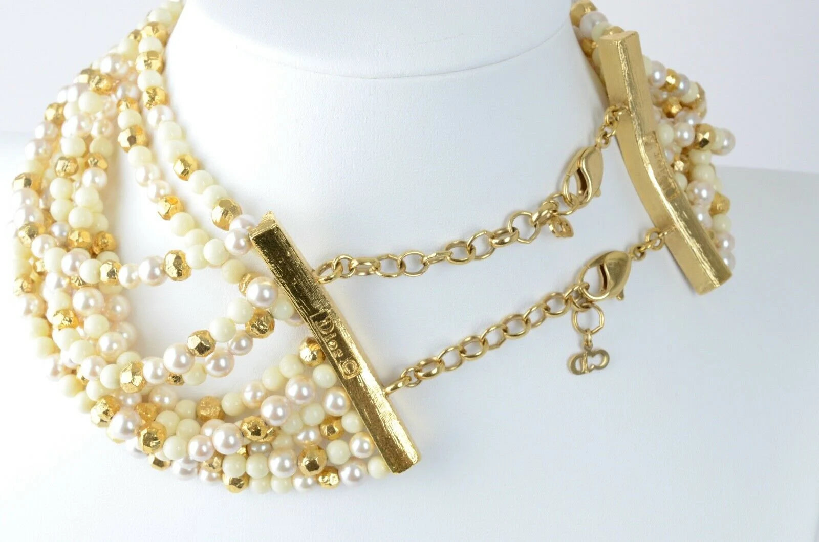 Christian Dior poison necklace Faux Pearl 11 Strand Choker John Galliano Vintage