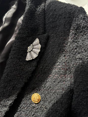 Vintage Christian Dior silver fan brooch, aristocratic elegance inspired by European heritage