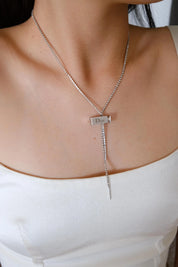Authentic vintage Christian Dior Galliano era necklace, silver tone logo charm designer fashion jewelry for women collectors