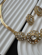 Vintage Christian Dior gold floral crystal jewelry set, sophisticated luxury statement piece for elegant women