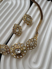 Authentic vintage Christian Dior gold plated floral necklace and earrings set, elegant luxury designer jewelry with timeless Paris style