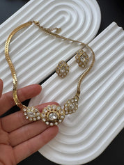 Authentic vintage Christian Dior gold plated floral necklace and earrings set, elegant luxury designer jewelry with timeless Paris style