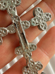 Vintage Dolce & Gabbana silver cross necklace with black beads, statement designer piece