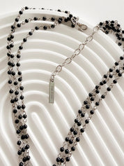 Vintage Dolce & Gabbana silver cross necklace with black beads, statement designer piece