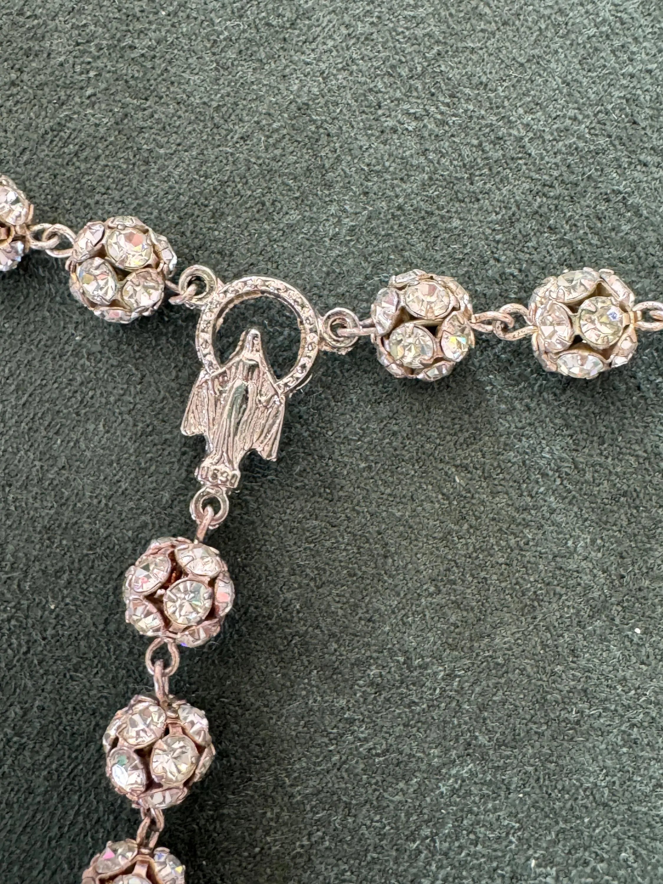 Vintage Dolce & Gabbana crystal cross necklace in silver tone, refined designer jewelry and rare luxury piece for sophisticated women