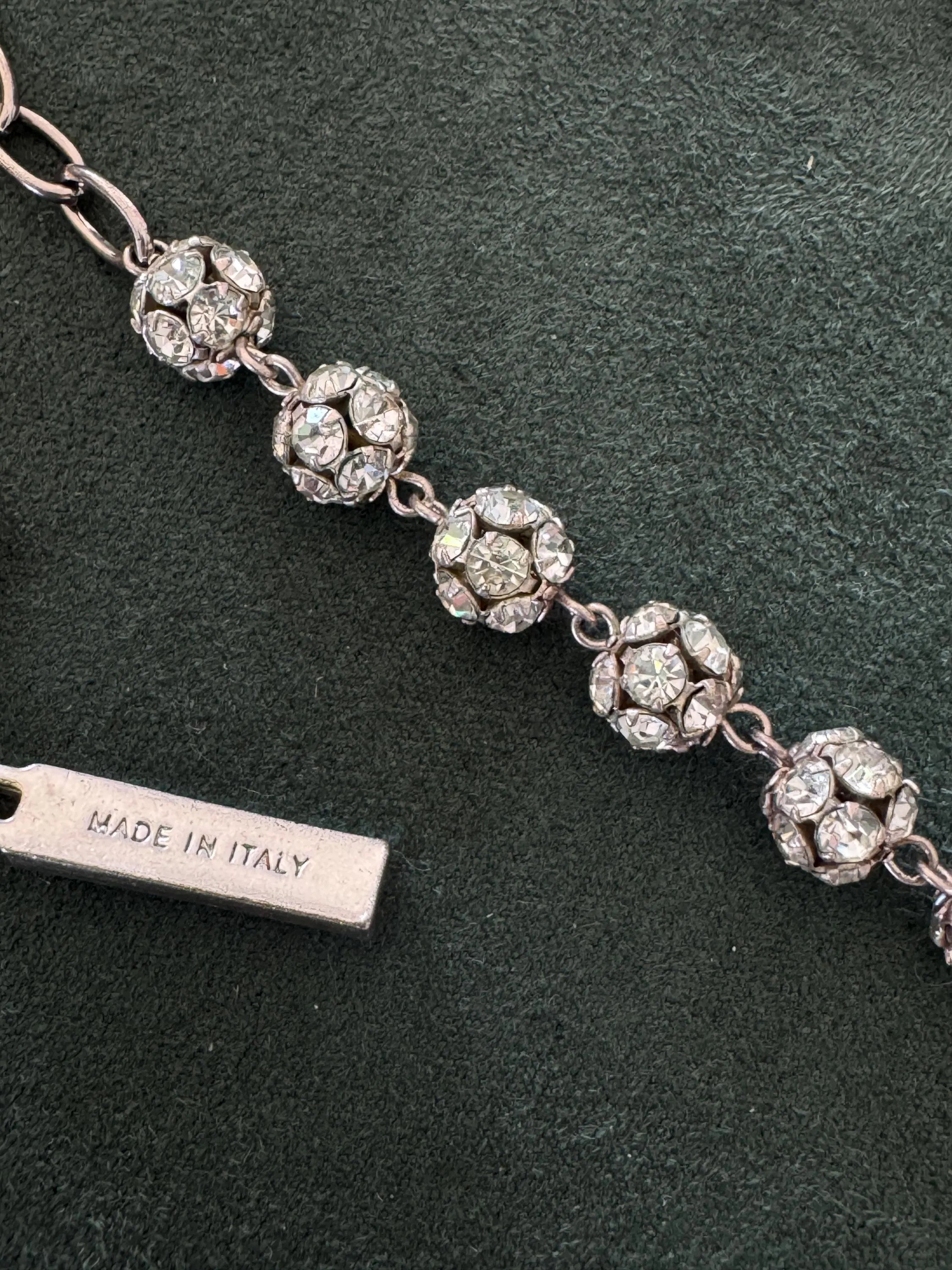 Vintage Dolce & Gabbana crystal cross necklace in silver tone, refined designer jewelry and rare luxury piece for sophisticated women