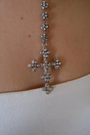 Elegant vintage Dolce & Gabbana necklace with crystal cross pendant, timeless designer jewelry for refined women