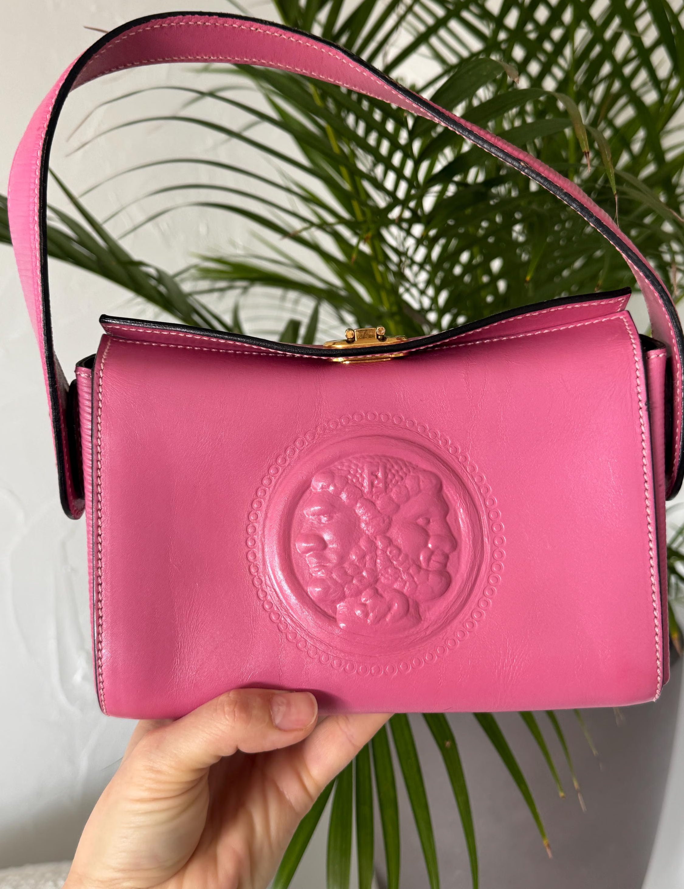 Vintage Fendi pink leather top handle handbag, made in Italy, luxury designer bag and rare collectible statement piece for women