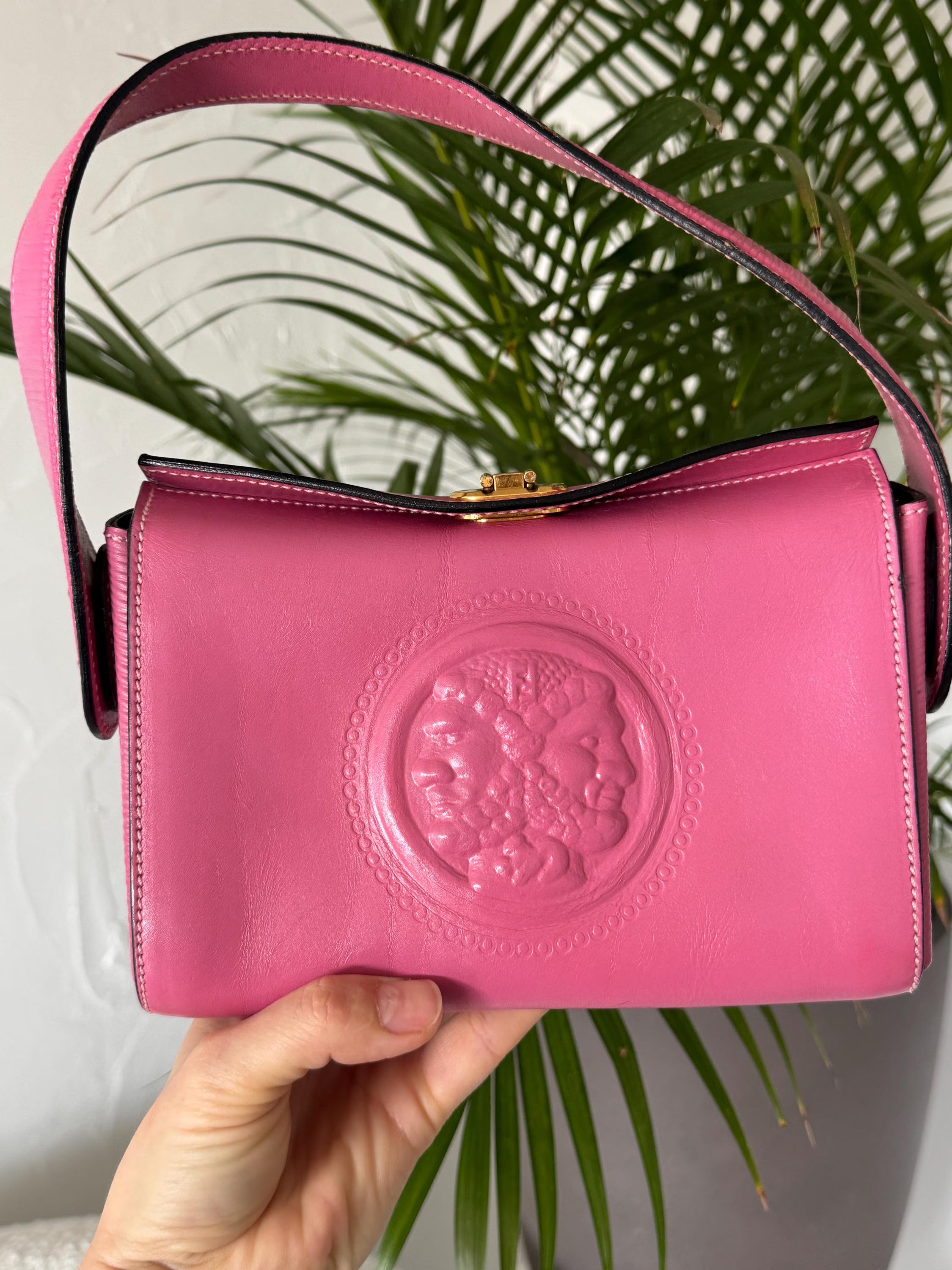 Vintage Fendi pink leather top handle handbag, made in Italy, luxury designer bag and rare collectible statement piece for women