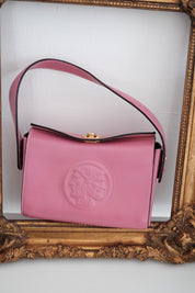 Vintage Fendi pink leather top handle handbag made in Italy, refined designer luxury bag for sophisticated women