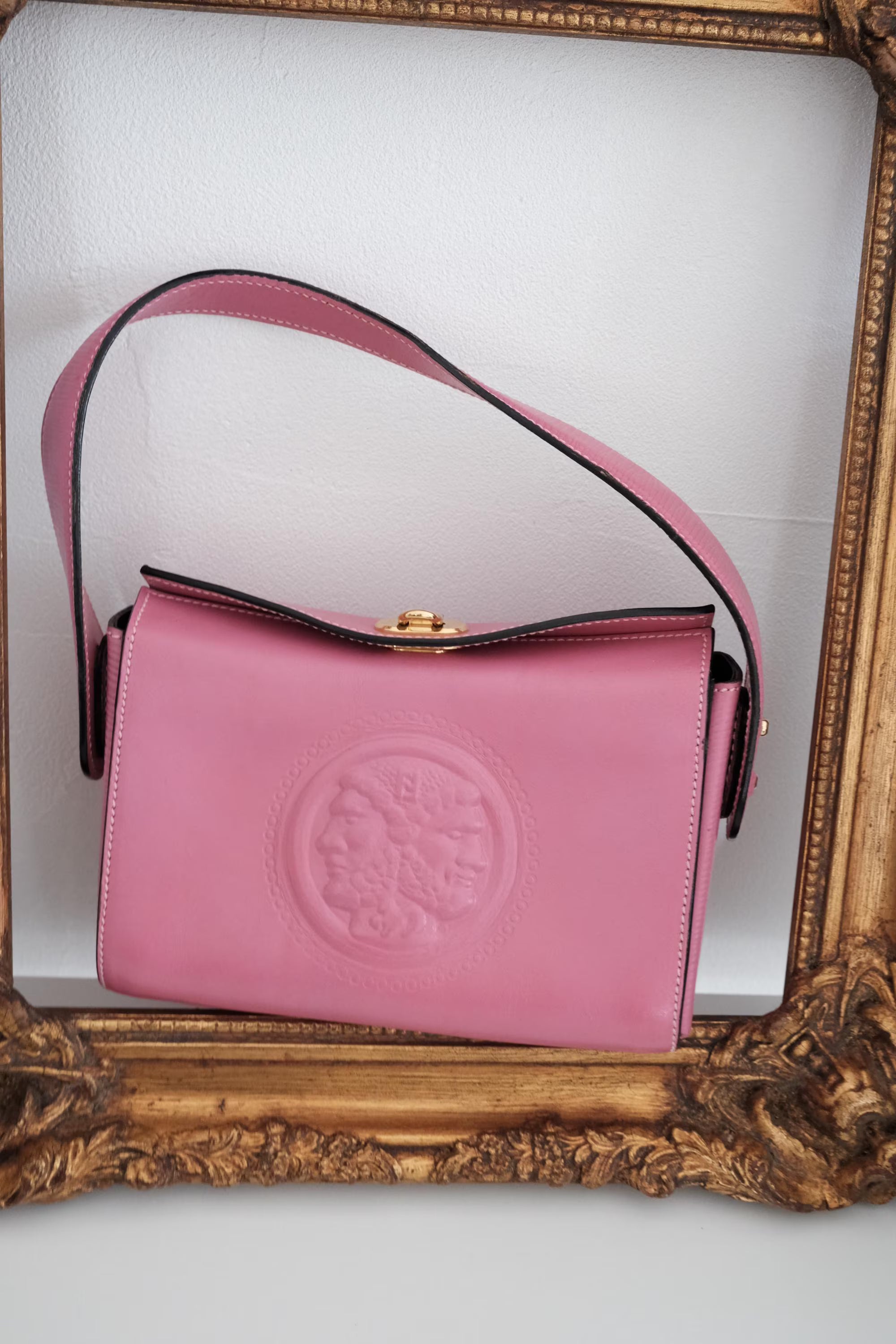 Vintage Fendi pink leather top handle handbag made in Italy, refined designer luxury bag for sophisticated women