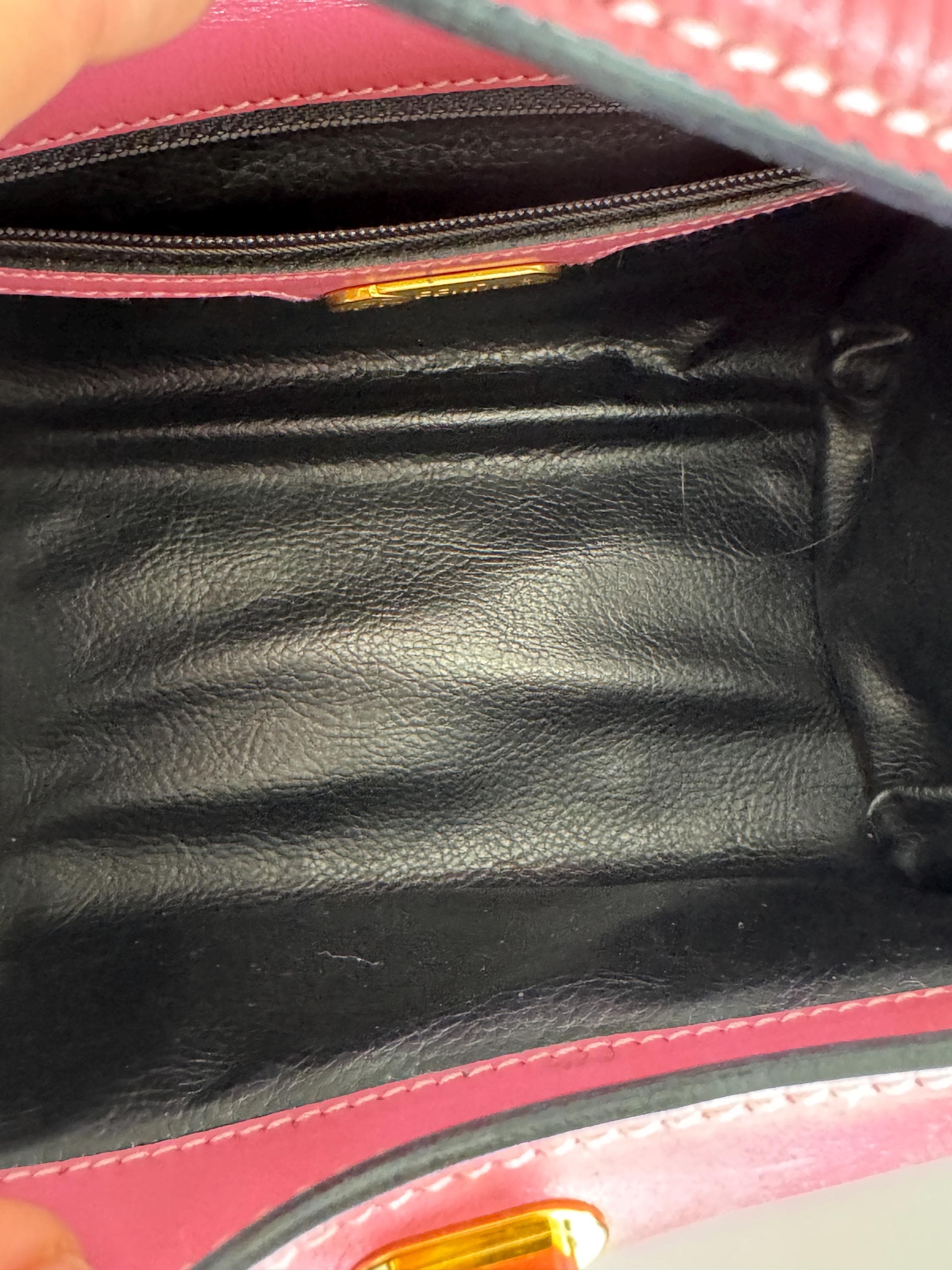 Vintage Fendi Pink Leather Top Handle Handbag Made in Italy Collectible