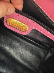 Vintage Fendi pink leather top handle handbag, made in Italy, timeless Italian craftsmanship and refined designer elegance
