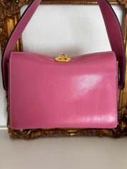 Vintage Fendi pink leather top handle handbag, made in Italy, luxury designer bag and rare collectible statement piece for women