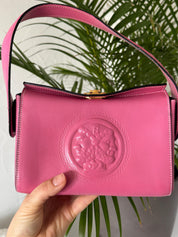 Vintage Fendi pink leather top handle handbag, made in Italy, timeless Italian craftsmanship and refined designer elegance