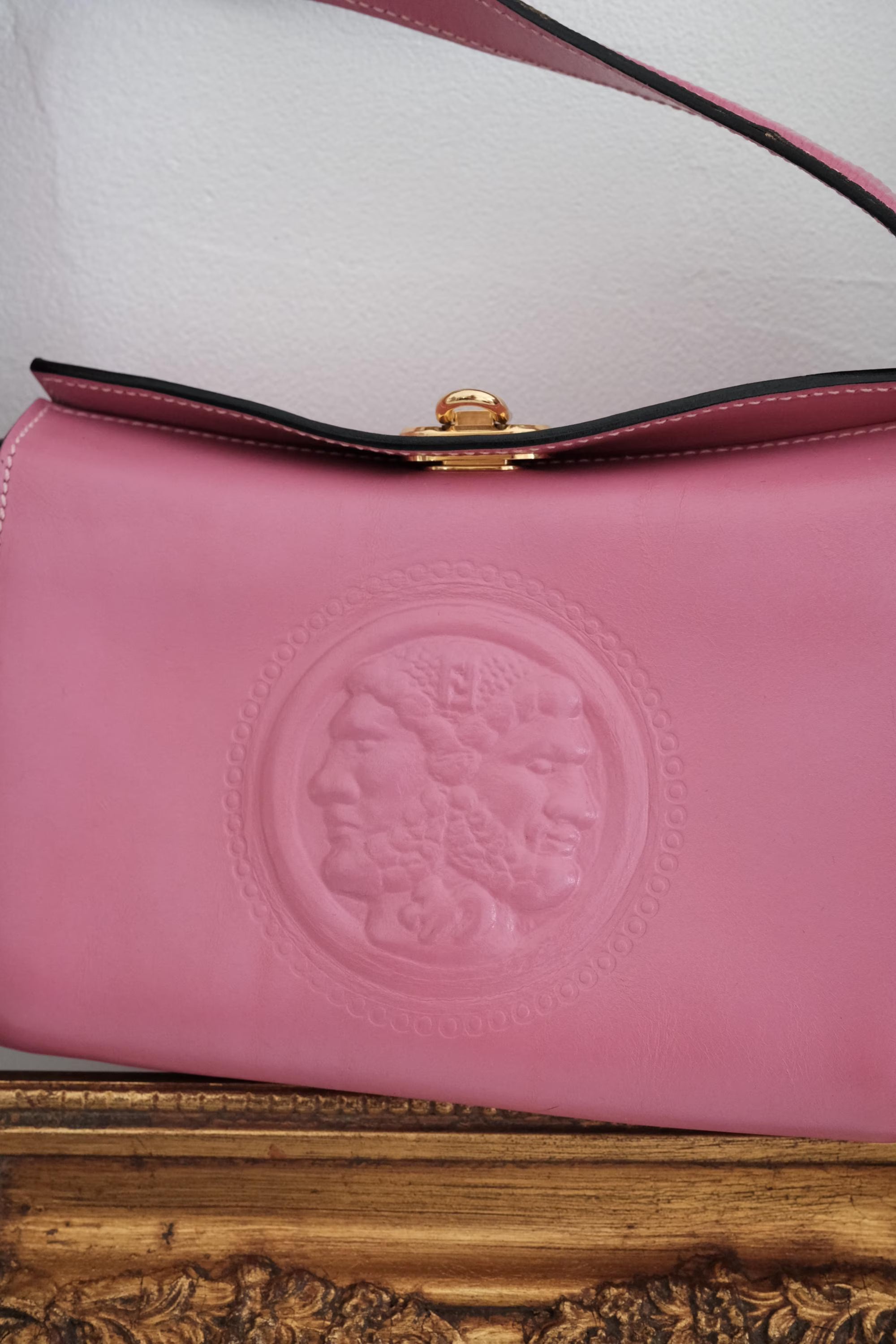 Vintage Fendi pink leather top handle handbag made in Italy, refined designer luxury bag for sophisticated women
