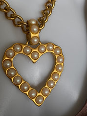 Vintage Givenchy matte gold heart necklace, gold plated designer jewelry with elegant statement style