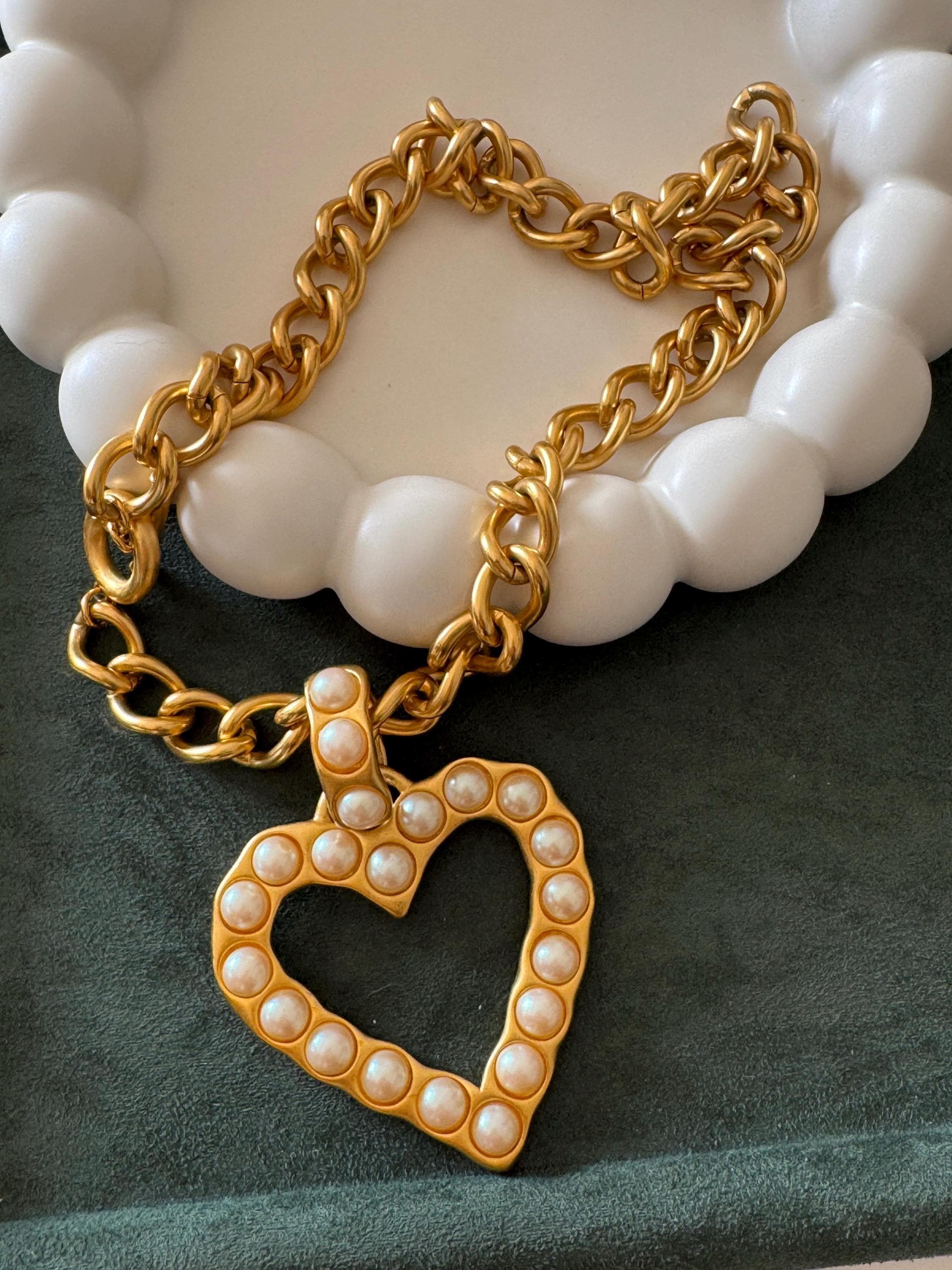 Vintage Givenchy gold plated heart necklace, refined designer jewelry and perfect luxury gift for her