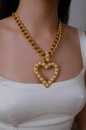 Vintage Givenchy Heart Necklace Gold Plated Matte Gold Collector Piece