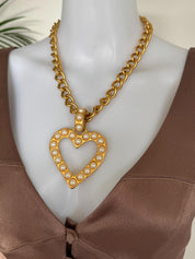 Vintage Givenchy gold plated heart necklace, refined designer jewelry and perfect luxury gift for her
