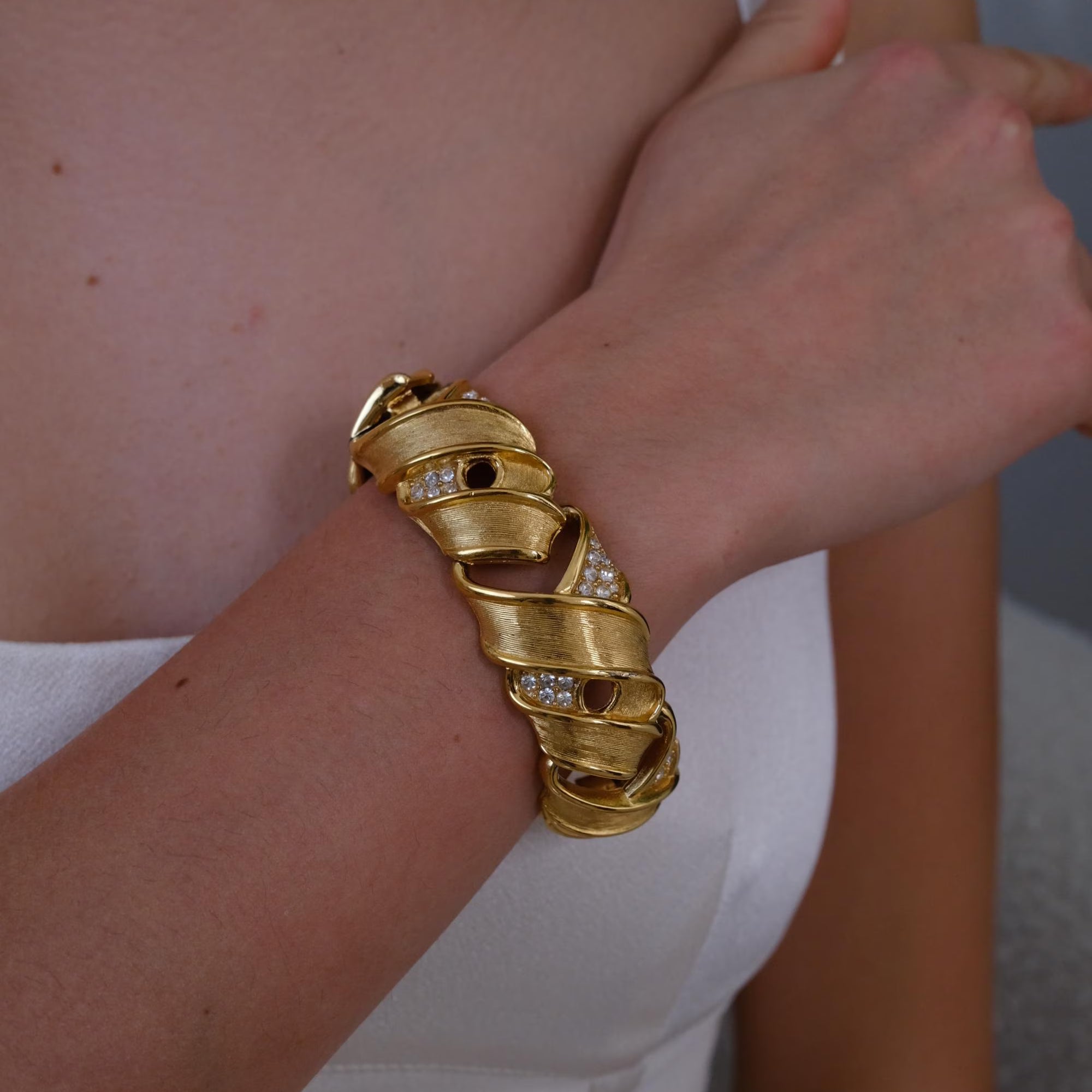 Vintage Givenchy sculptural gold link bracelet with bold architectural design