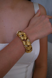 Vintage Givenchy sculptural gold link bracelet with bold architectural design