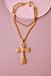 Vintage Givenchy oversized gold-tone cross pendant detail