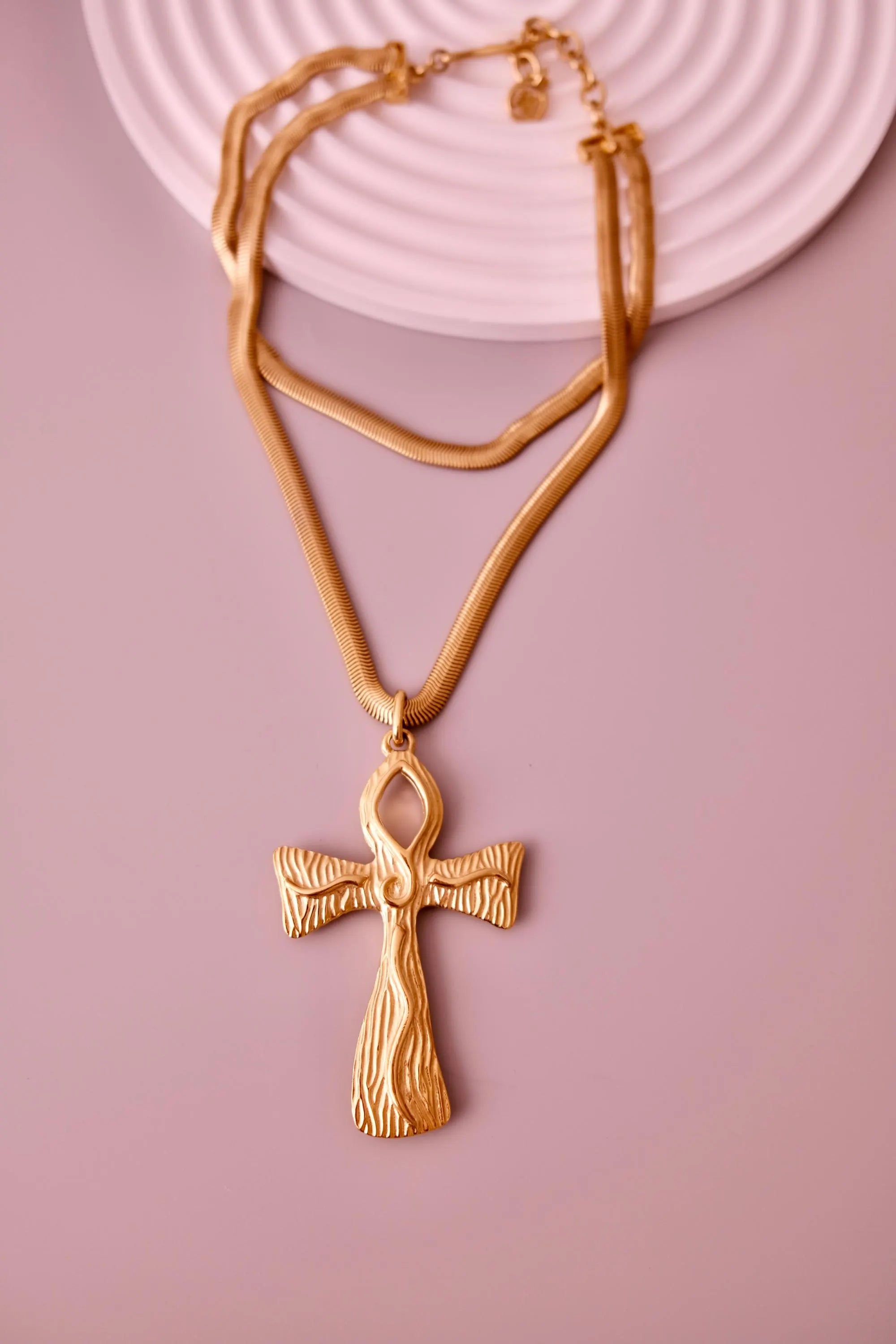 Vintage Givenchy oversized gold-tone cross pendant detail