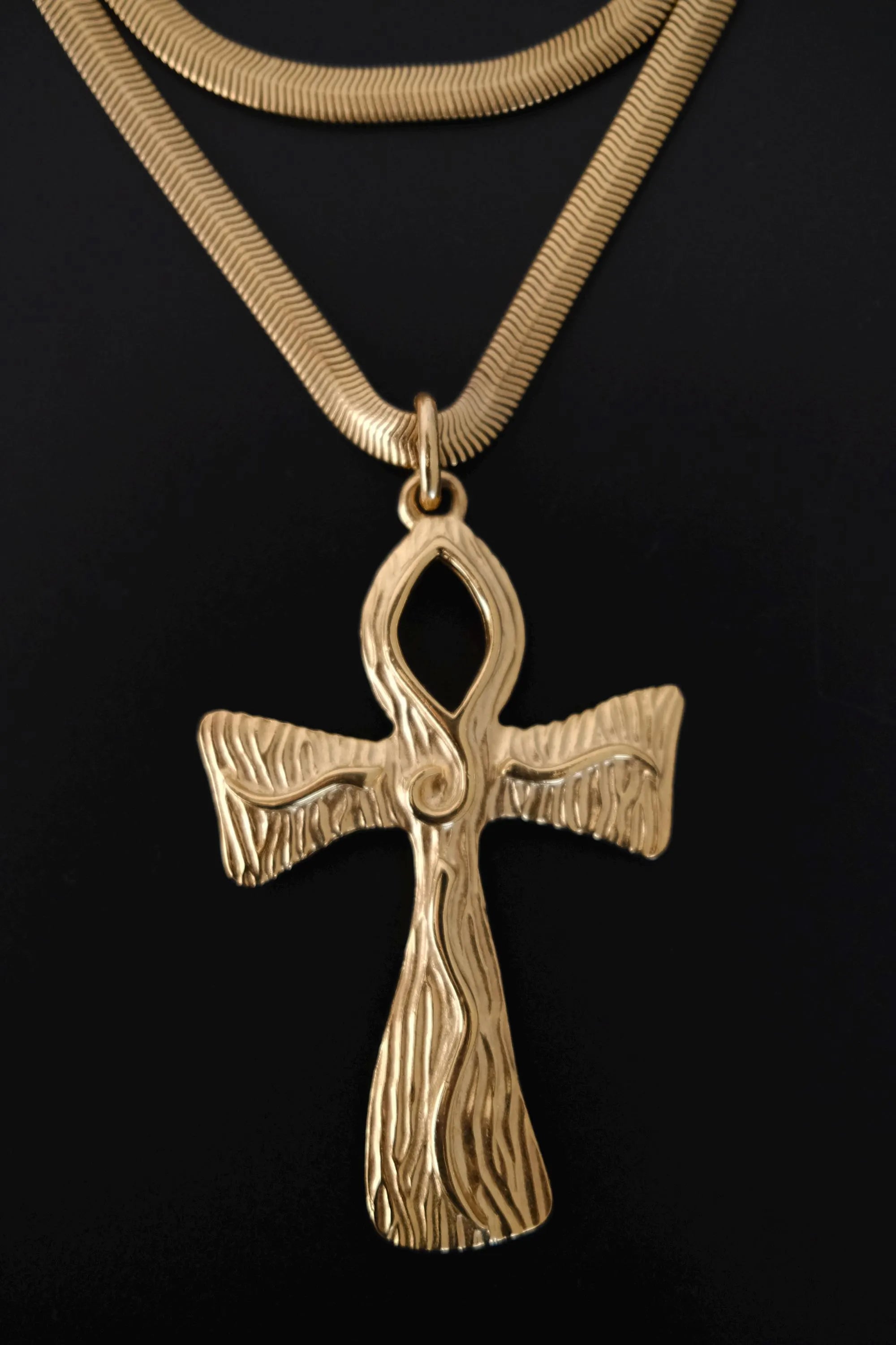 Vintage Givenchy oversized gold-tone cross pendant detail