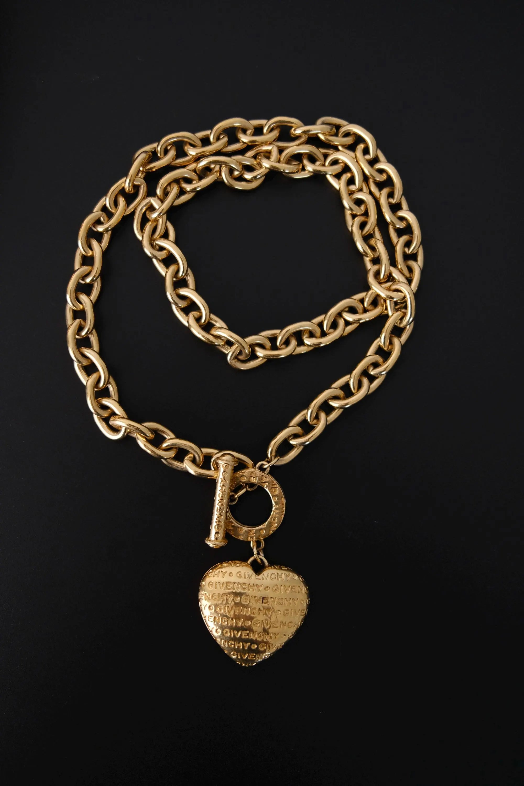 Vintage Givenchy gold-tone heart chain belt and statement necklace