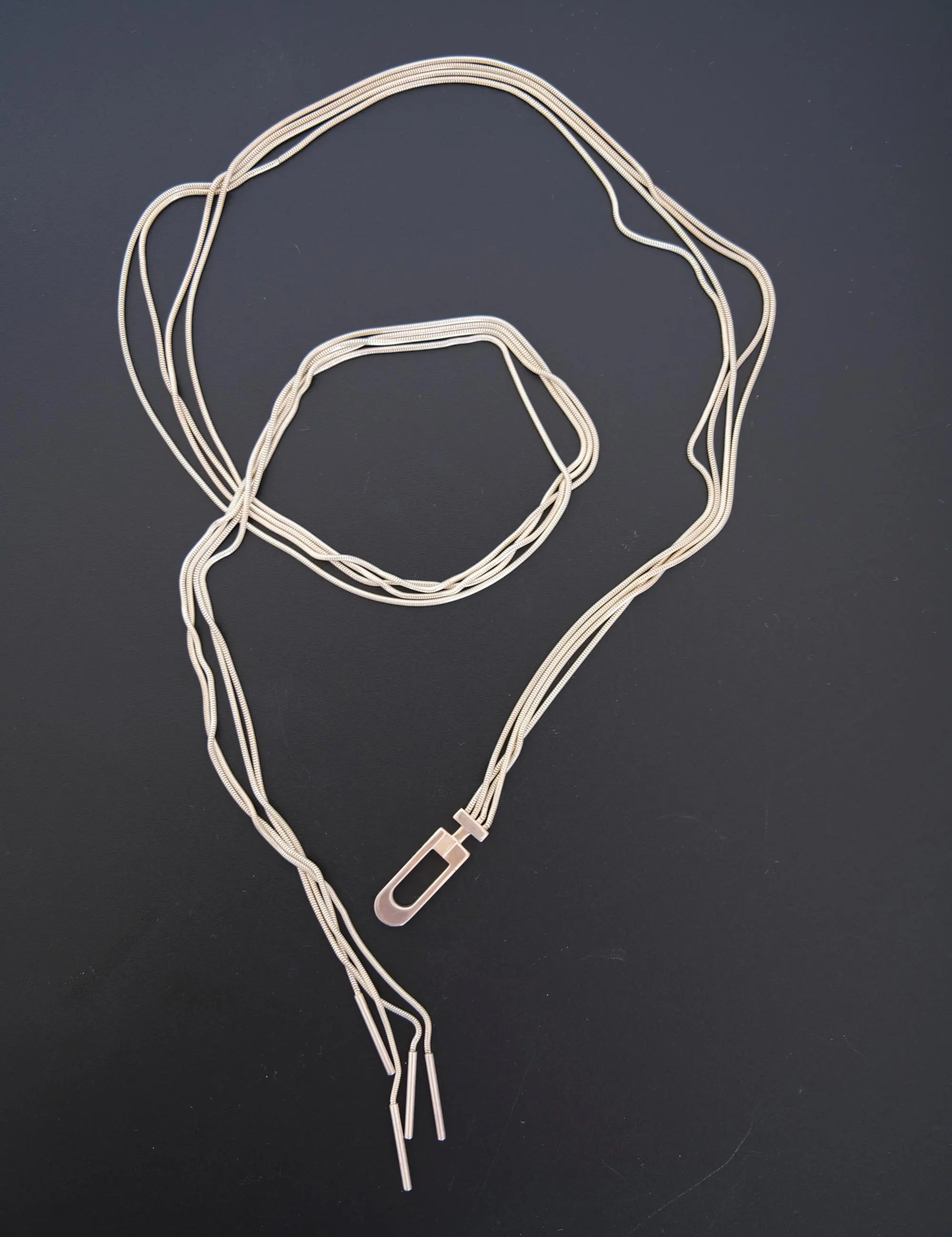 Vintage Gucci 925 sterling silver multi-strand lariat necklace with geometric openwork pendant