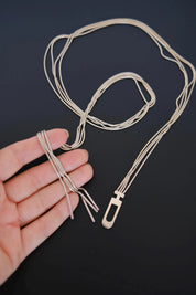 Vintage Gucci 925 sterling silver three-strand snake chain lariat necklace full view
