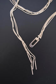 Vintage Gucci 925 sterling silver three-strand snake chain lariat necklace full view