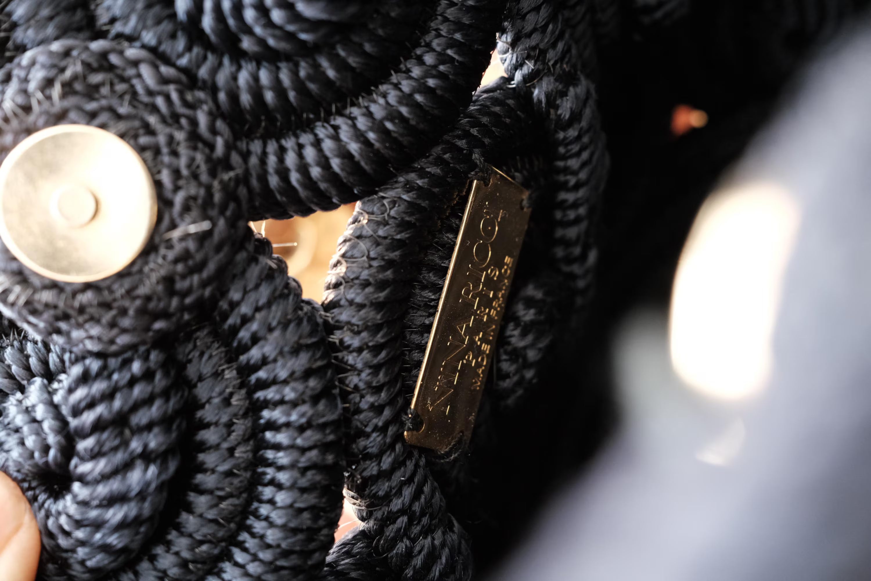 Vintage Nina Ricci sculptural rope handbag in black, handcrafted French designer bag with artistic elegance