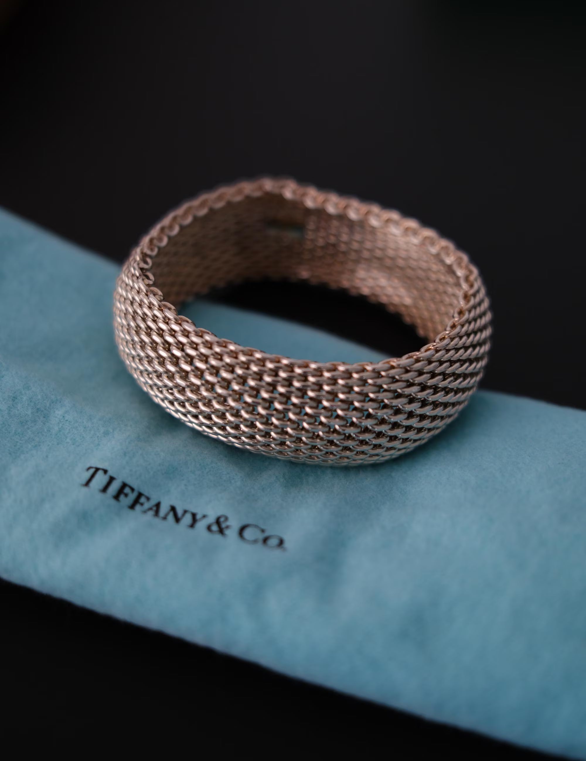 Vintage Tiffany & Co. Somerset sterling silver 925 mesh bangle bracelet