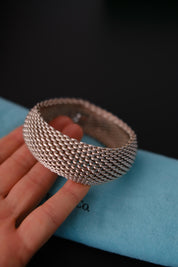 Vintage Tiffany Somerset sterling silver woven mesh detail