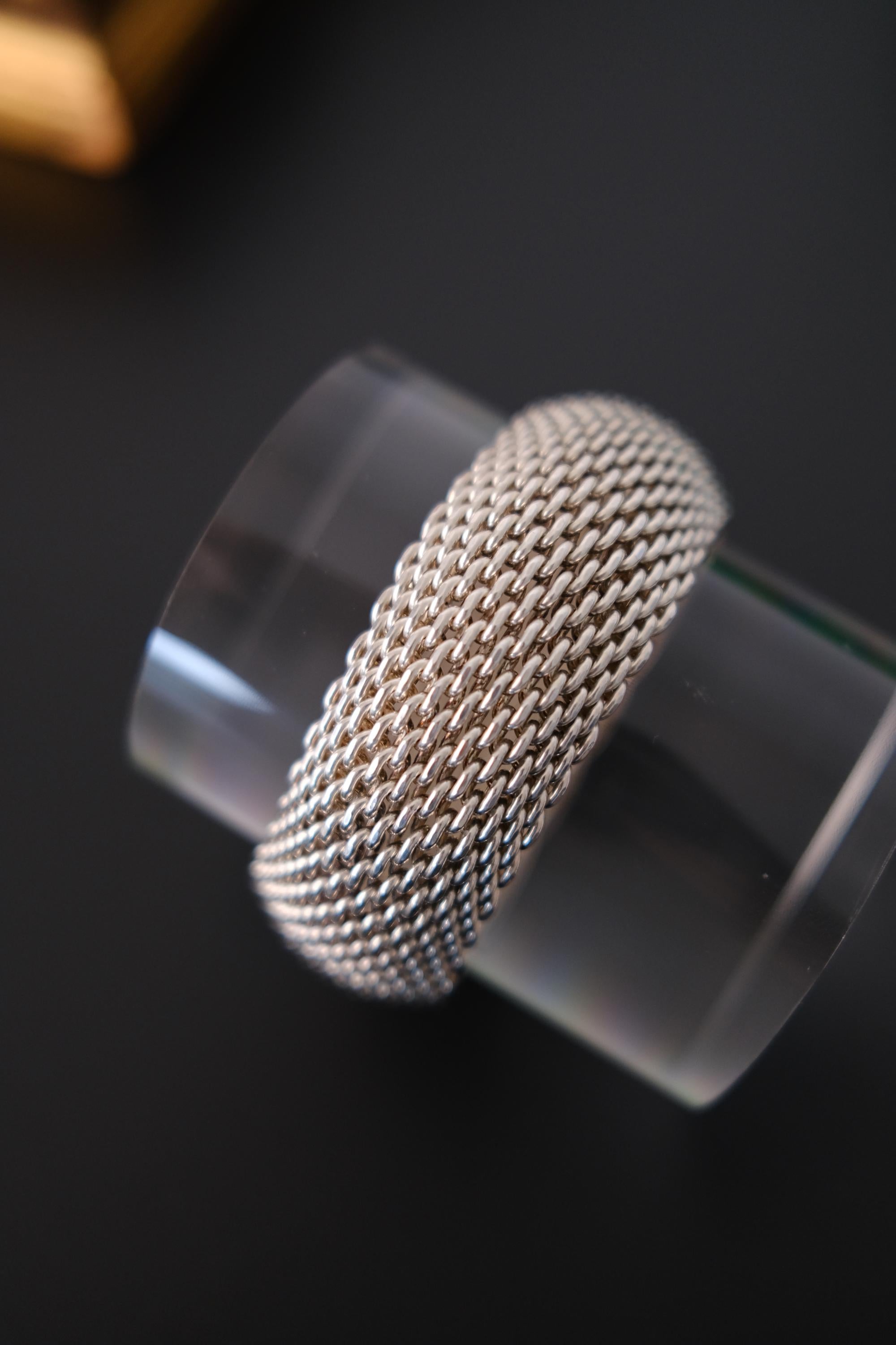 Tiffany & Co. Somerset 925 silver interwoven mesh bracelet close-up