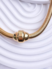 Vintage YSL gold snake chain necklace by Yves Saint Laurent, unisex Y2K designer jewelry with sleek minimalist chain design