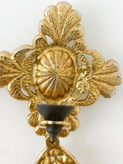 YSL Yves Saint Laurent Vintage Gold Tone Massive Dangle Earrings