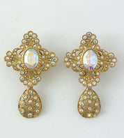YSL Yves Saint Laurent Vintage Gold Tone Massive Dangle Earrings