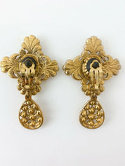 YSL Yves Saint Laurent Vintage Gold Tone Massive Dangle Earrings