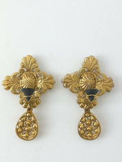 YSL Yves Saint Laurent Vintage Gold Tone Massive Dangle Earrings