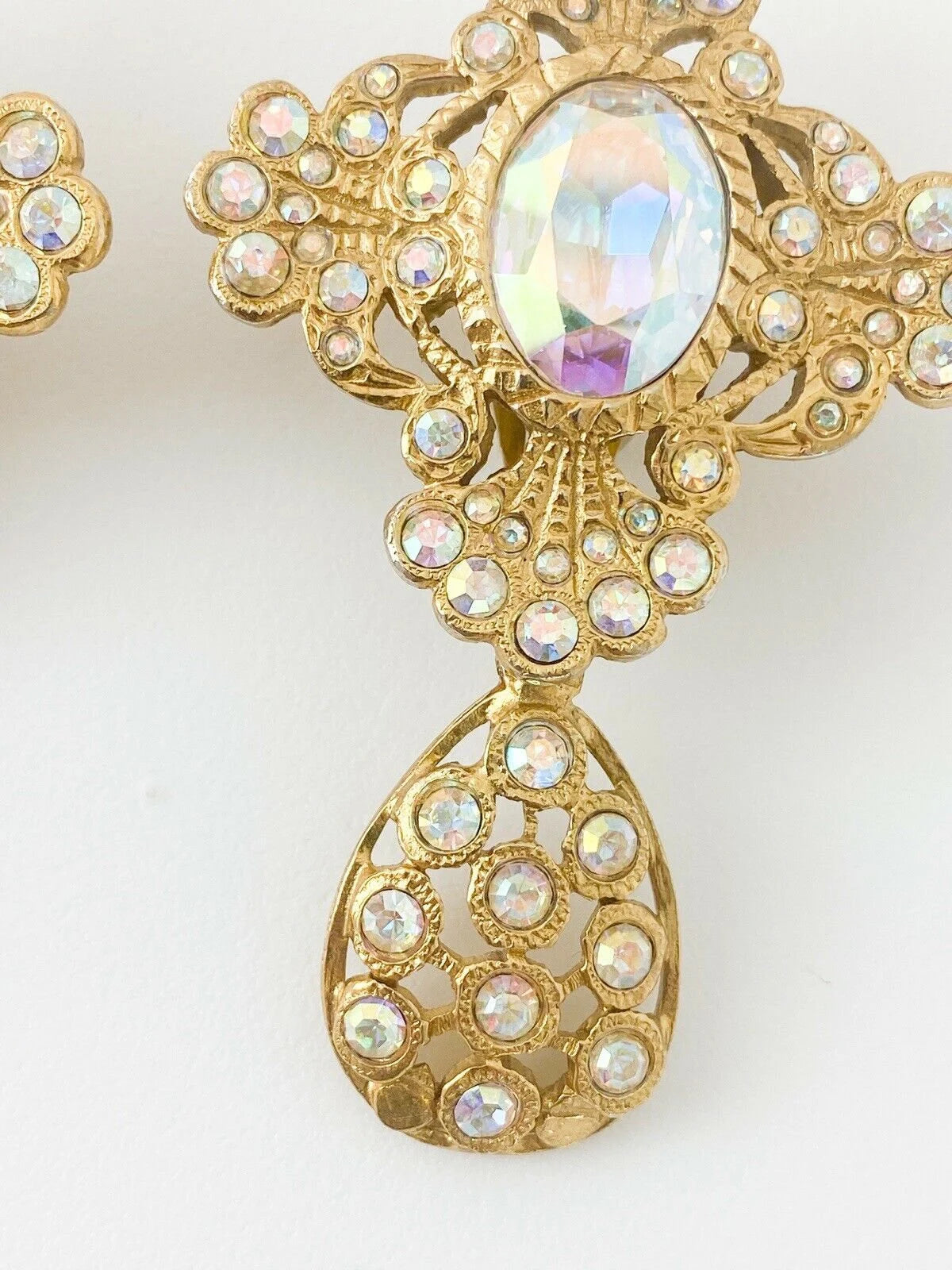 YSL Yves Saint Laurent Vintage Gold Tone Massive Dangle Earrings